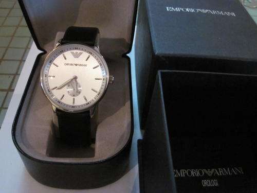 emporio armani gents white face evening watch