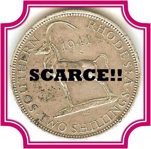 1941 2 SHILLINGS * SOUTHERN RHODESIA * - LOW MINTAGE - SCARCE TO FIND