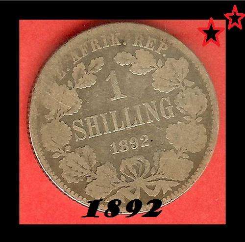 1892 1 One SHILLING - ZAR - PRESIDENT KRUGER SERIES -** Crazy R1 Start**