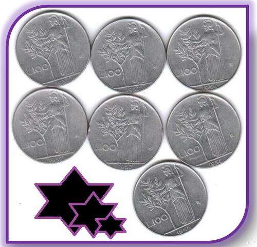 100 LIRE - ITALY * 1956 * 4 X 1957 * 1958 * 1966 * L.100 - ONE BID FOR ALL