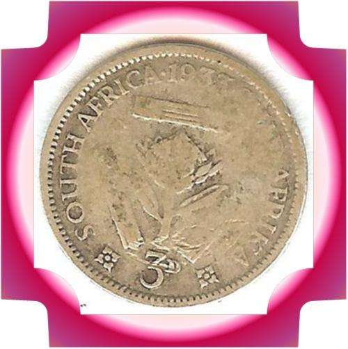 1933 3d SILVER THREEPENCE TICKEY South Africa - As per scan