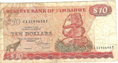 ZIMBABWE TEN DOLLARS NOTE 1983 - AS PER SCAN