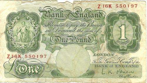 ONE POUND - BANK OF ENGLAND, LK O'BRIAN (55-62) - AS PER SCAN
