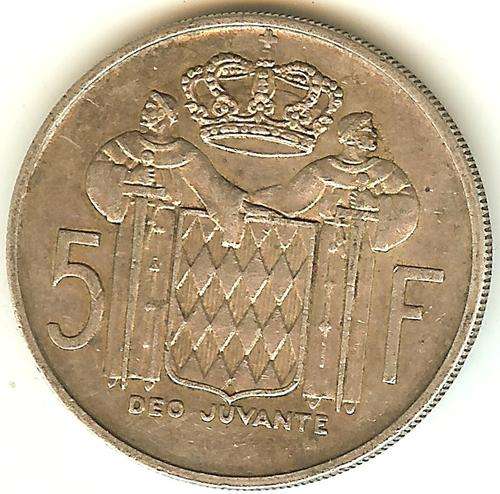 1960 5 Francs ** Rainier III ** Only 125,000 Minted ** .835 Silver ** Monaco ** As per scan