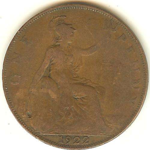 1922 1D ONE PENNY - George V - UK ** As per Scan **