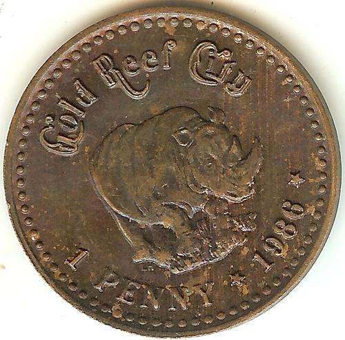 1986 1 Penny ** Gold Reef City ** Advertising Momentoes **  As per Scan