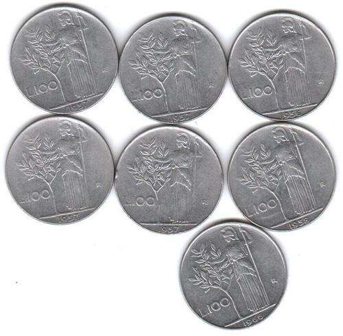 100 LIRE - ITALY * 1956 * 4 X 1957 * 1958 * 1966 * L.100