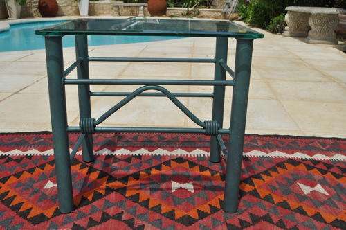 Beautiful Wrought Iron Side Table with Glass Top!!