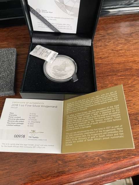 Silver krugerrand one ounce 2018 proof coin