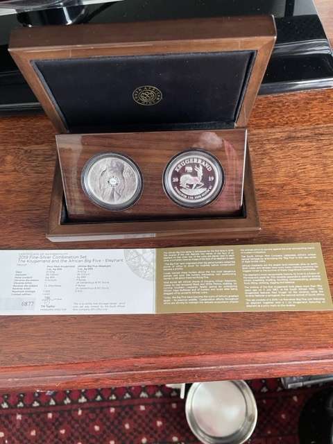 2019 Silver Krugerrand proof wooden bos set Elephant of big 5 only 1000 minted