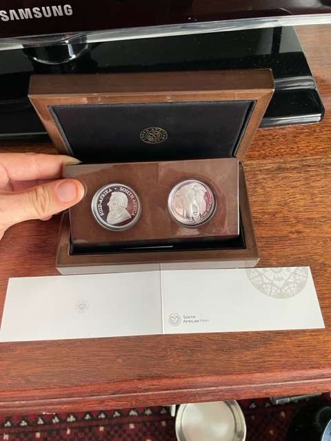 2019 Silver Krugerrand proof wooden bos set Elephant of big 5 only 1000 minted