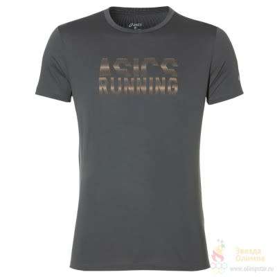 Asics short sleeve shirt graphic mens size 2XL (dark grey/apricot ice)