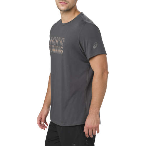 Asics short sleeve shirt graphic mens size 2XL (dark grey/apricot ice)
