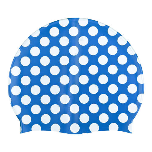 Swim Cap Spurt Fun - White Dots on Blue Background