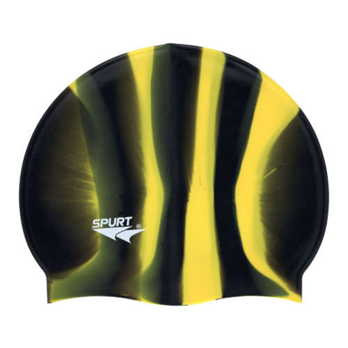 Swim Cap Spurt Multi-colour - Vertical Stripes Yellow and Black