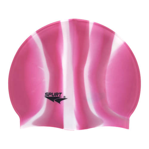 Swim Cap Spurt Multi-colour - Vertical Stripes Pink and White