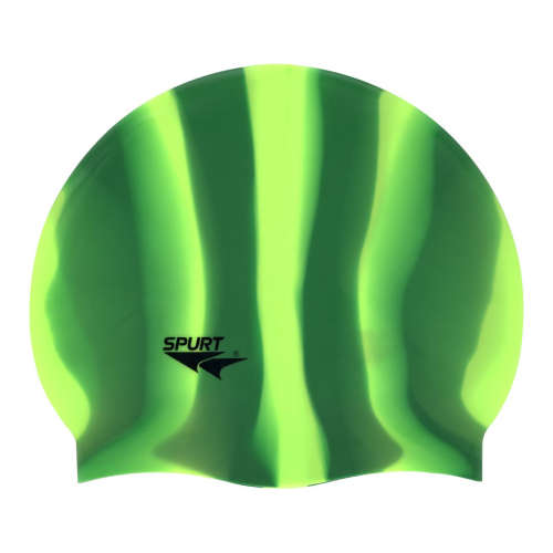 Swim Cap Spurt Multi-colour - Vertical Stripes Yellow and Green