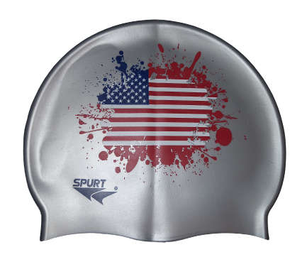 Swim Cap Spurt Country Flag - USA Splash Silver
