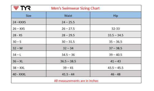 TYR Men`s Swimming Racer - Solid Black - Size 24