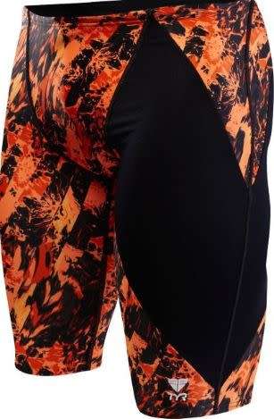 TYR Men`s Swimming Jammer - Glisade Diverge Navy/Orange - Size 38