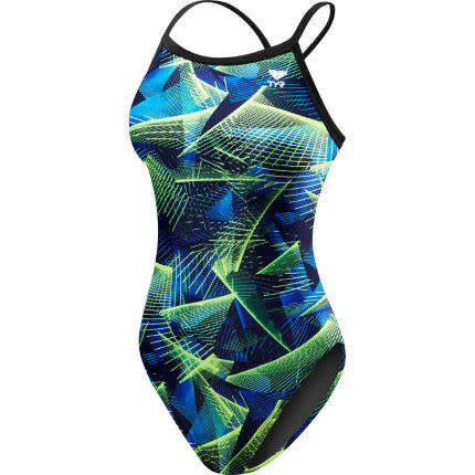 TYR Ladies Swimming Costume - Axis Diamondfit Blue/Green - Size 26