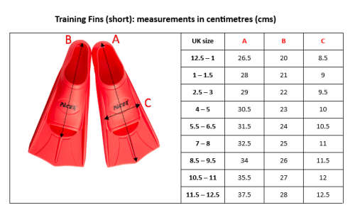 Swim Fins Short Pacer Orange Size UK 4 - 5