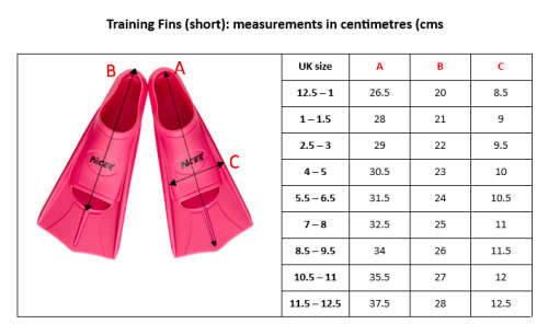 Swim Fins Short Pacer Pink Size UK 1 - 1.5