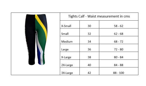 SA Flag / Black Calf Tights - Size Large (36)