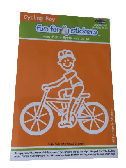 Family Fun Sticker for Car - Cycling Boy