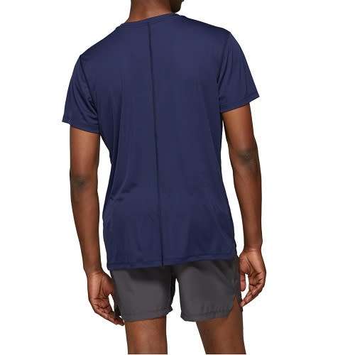 Asics Tee Men`s Silver Short Sleeve Peacoat Blue - 2X-Large