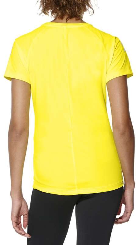 Asics Tee Ladies Stripe Blazing Yellow - X-Large (XL) with FLAW