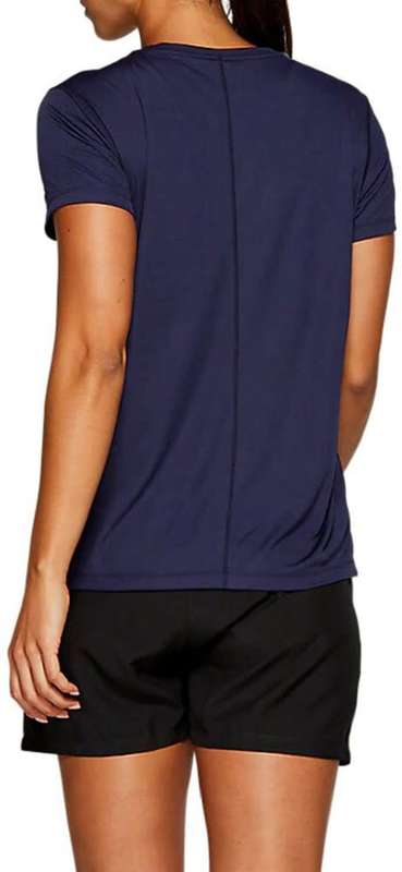 Asics Tee Ladies Silver Peacoat Blue- Medium