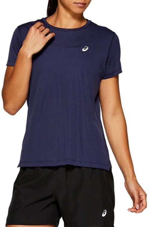 Asics Tee Ladies Silver Peacoat Blue- Medium