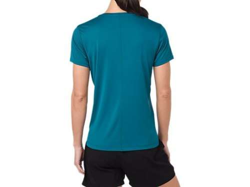 Asics Tee Ladies Silver Moire Deep Aqua - Medium