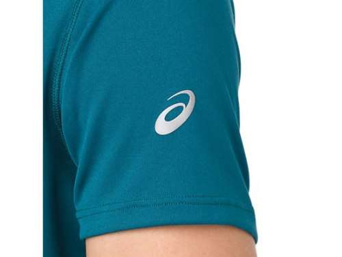 Asics Tee Ladies Silver Moire Deep Aqua - Medium