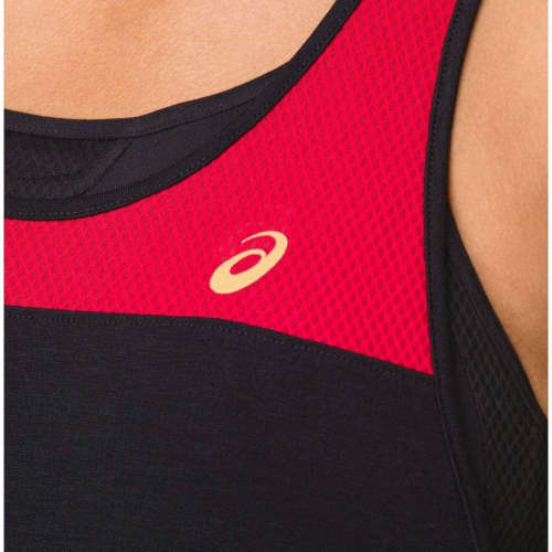 Asics Tank Ladies Loose Strappy Black & Red - Medium