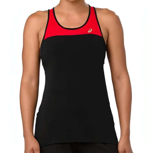 Asics Tank Ladies Loose Strappy Black & Red - Medium