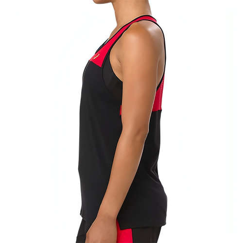 Asics Tank Ladies Loose Strappy Black & Red - Medium