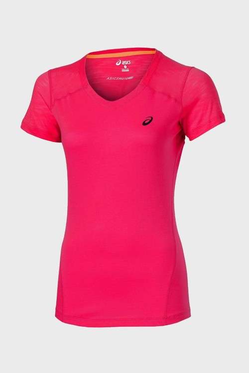 Asics Tee Ladies Fuzex V-neck Azalea - Large