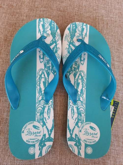 Lizzard sandals  flip-flops men`s rickie teal/white - size UK 11