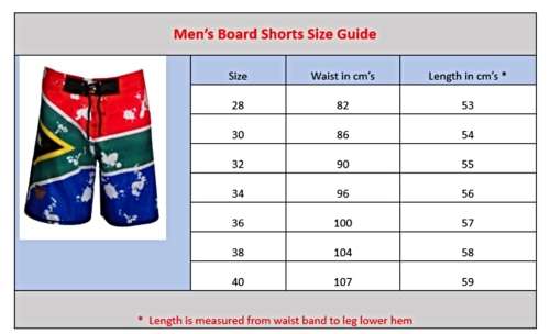 SA Flag Board Shorts Mens - Size 28