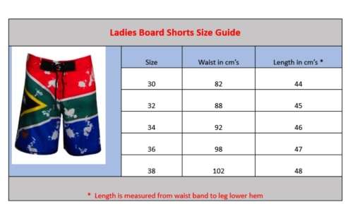SA Flag Board Shorts Ladies - Size 36