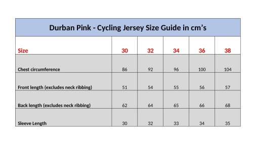 Cycling Jersey Ladies Durban - Size 30