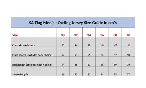 SA Flag Cycling Jersey Mens - Size 40