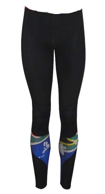 SA Flag Compression Tights Black Ankle Length - Size X-Small (30)