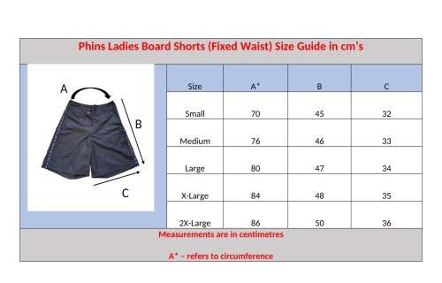 Board Shorts Phins Ladies with fixed waist band - Size 2X-Large