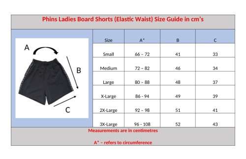 Board Shorts Phins Ladies with elastic waist band - Size Small