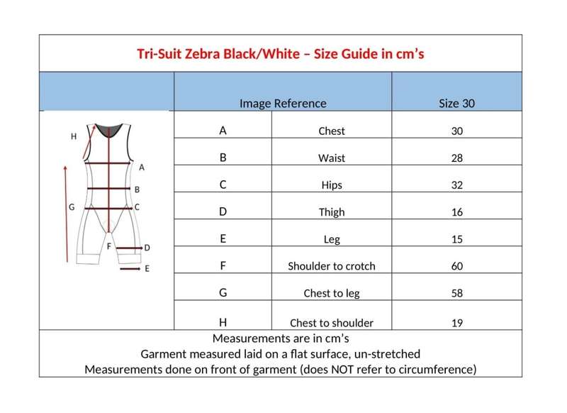 Triathlon Suit (Tri-Suit) Zebra Black & White - Size 30