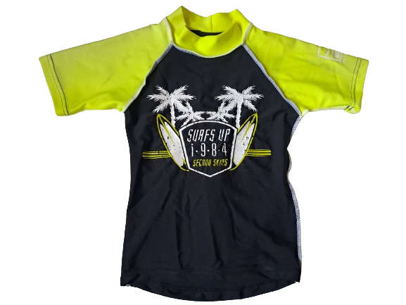 Suntop Kids Short Sleeve Surfs Up Second Skins - Size 5-6 years
