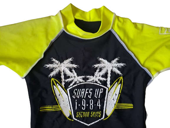Suntop Kids Short Sleeve Surfs Up Second Skins - Size 5-6 years